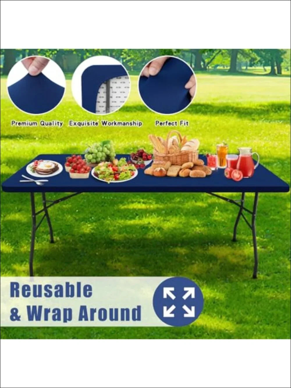 2 Pack Stretch Spandex Fitted Tablecloth 6FT Elastic Waterproof
